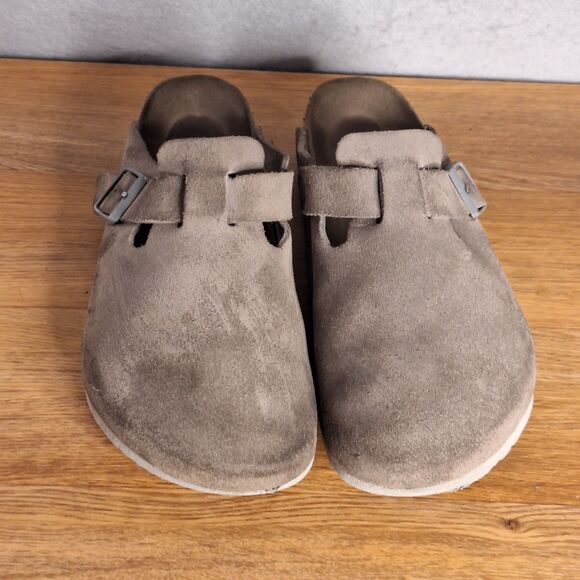 Birkenstock Boston Unisex 41 EU Taupe Suede Clogs Slip On Comfort Shoes - Picture 8 of 16